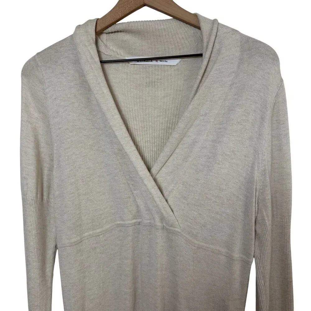 Athleta Innsbrook Sweater Dress Women's XL Cream Knit Long Sleeve Cozy